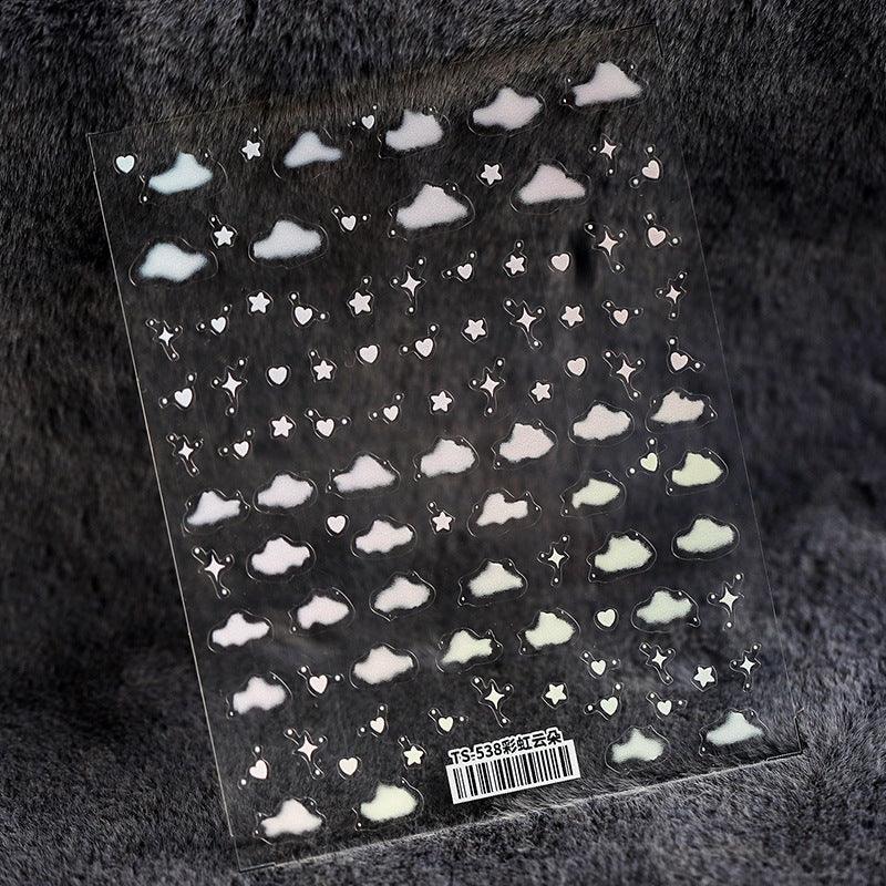NailMAD Nail Art Stickers Adhesive White Cloud 3D Sticker Decals TS536 - Nail MAD