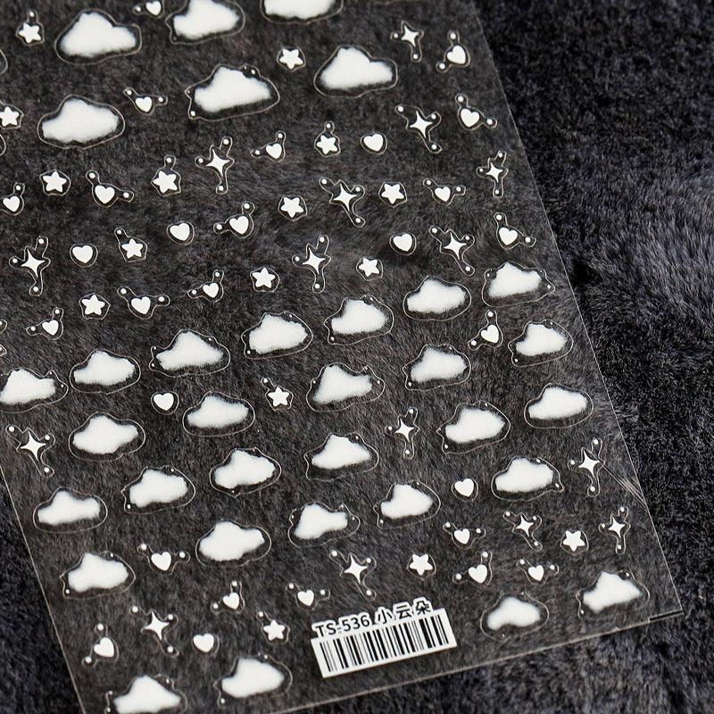NailMAD Nail Art Stickers Adhesive White Cloud 3D Sticker Decals TS536 - Nail MAD