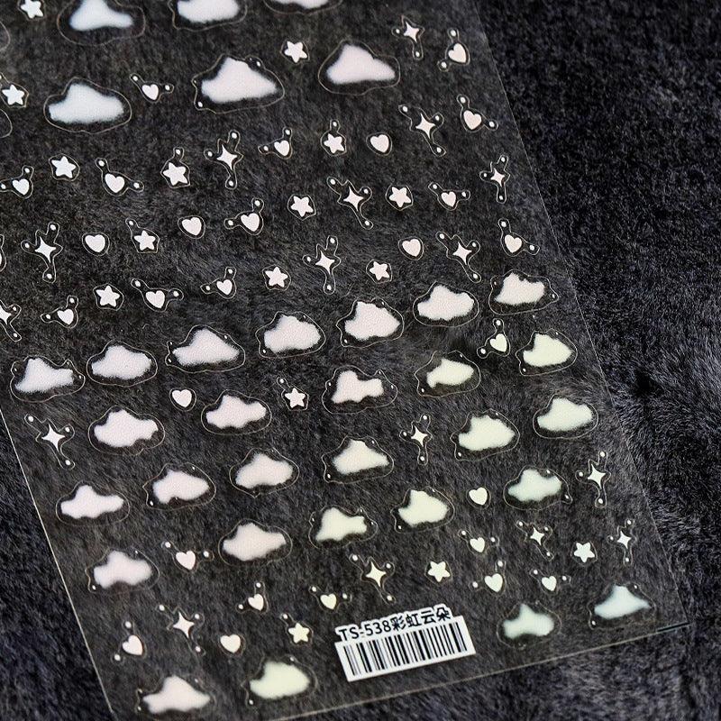 NailMAD Nail Art Stickers Adhesive White Cloud 3D Sticker Decals TS536 - Nail MAD
