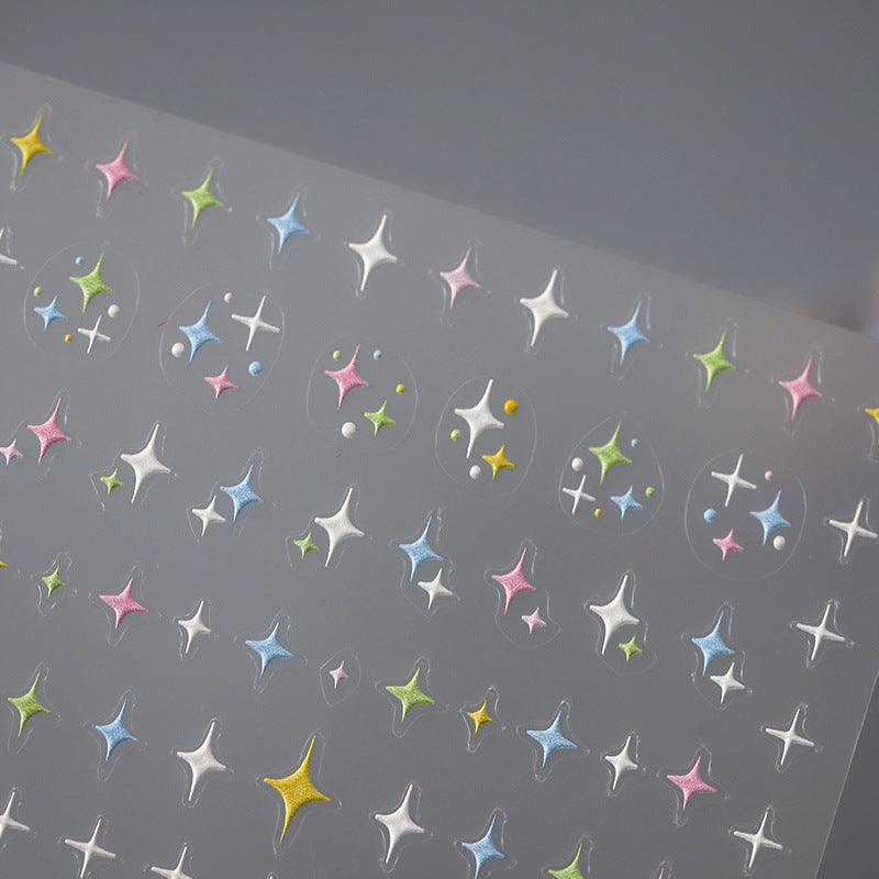 NailMAD Nail Art Stickers Adhesive s Embossed Colorful Stars TS3310 - Nail MAD