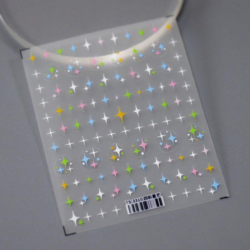 NailMAD Nail Art Stickers Adhesive s Embossed Colorful Stars TS3310 - Nail MAD