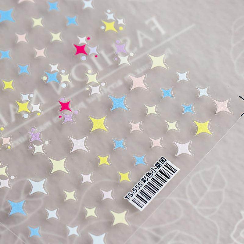 Nail Art Stickers Adhesive Embossed Cross Star Sticker Decals TS554 - Nail MAD