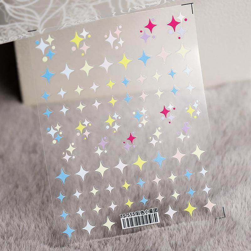 Nail Art Stickers Adhesive Embossed Cross Star Sticker Decals TS554 - Nail MAD