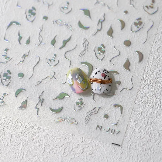 Nail Art Stickers Adhesive Slider Embossed Laser Lines Sticker Decals