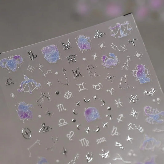 Nail Art Stickers Adhesive Slider Embossed Zodiac Aries Nail Sticker Decals DIY Nail Supplies M273