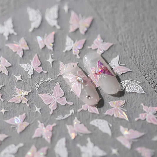 Nail Art Stickers Adhesive Slider Laser Butterfly Sticker Decals M262