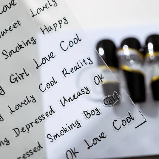 Nail Art Stickers Adhesive Slider Letter Words Sticker Decals MN063