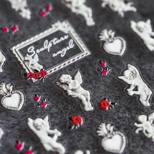 Nail Art Stickers Adhesive Slider Vintage Angel Embossed Sticker Decals TS524