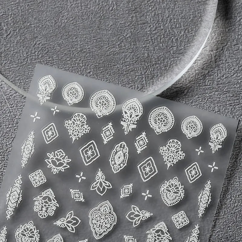 Nail Art Stickers Adhesive Slider White Totem Sticker Decals TS2093
