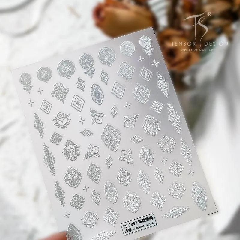 Nail Art Stickers Adhesive Slider White Totem Sticker Decals TS2093