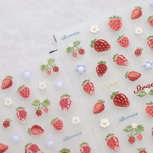 Nail Art Stickers Adhesive Sliders Strawberry Sticker Decals TS2935
