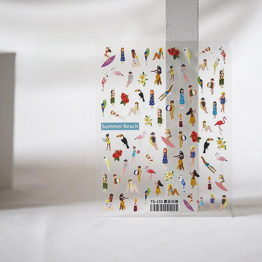 Nail Art Stickers Adhesive Summer Beach 3D Sticker Decals TS133