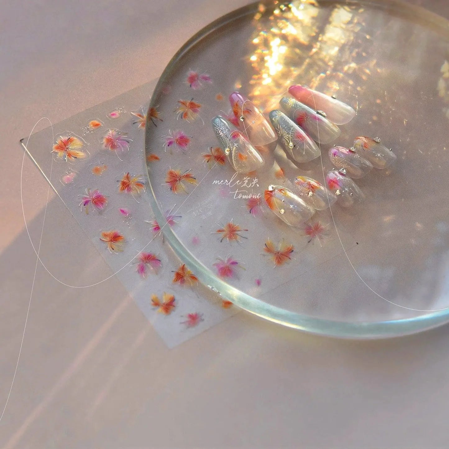 New Year Fireworks Nail Art Stickers Adhesive Embossed Artillery Sticker Decals