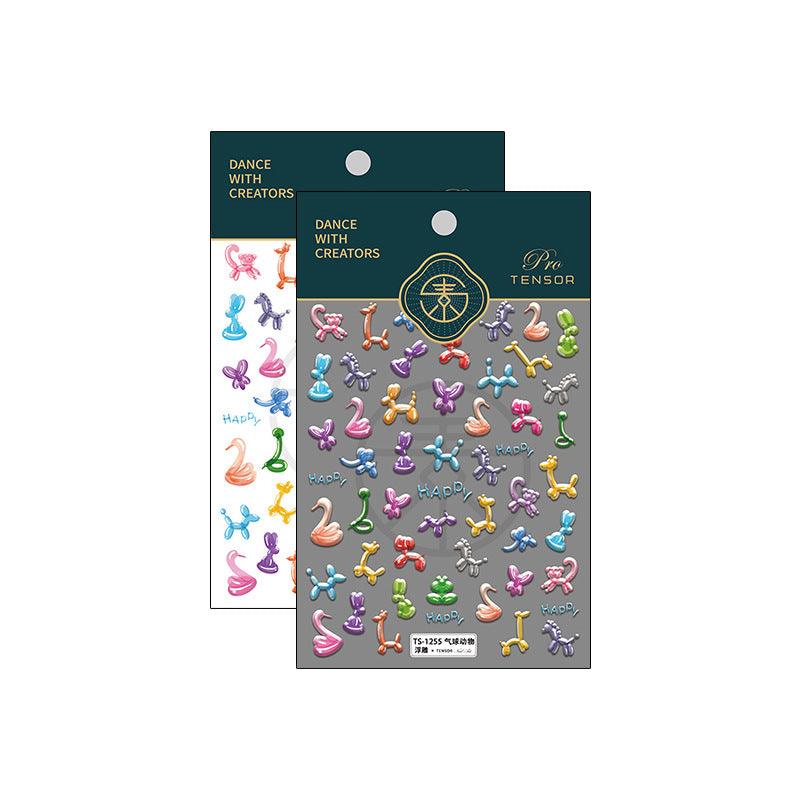 Tensor Nail Art Stickers Embossed Cute Animals Sticker Decals TS1255 - Nail MAD