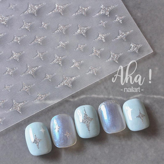 Shiny Love Heart Nail Art Stickers 3D Adhesive Decals for Valentine's Day Aha