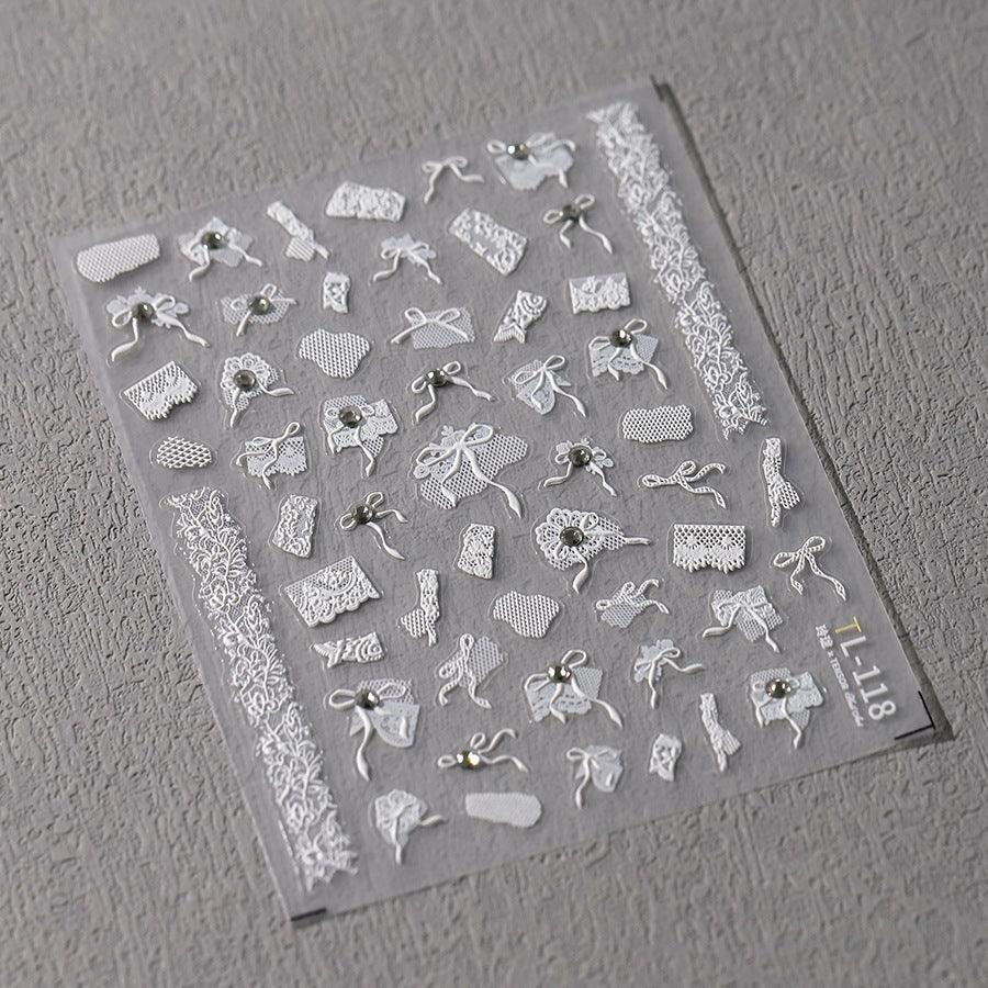 NailMAD Nail Art Stickers Adhesive Slider Embossed Bowknow Mesh Sticker Decals TL118 - Nail MAD