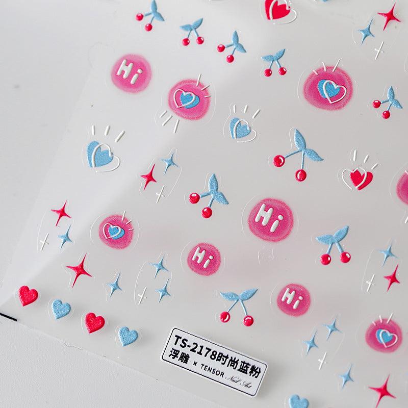 Tensor Nail Art Stickers Embossed Cherry Sticker Decals TS2177 - Nail MAD