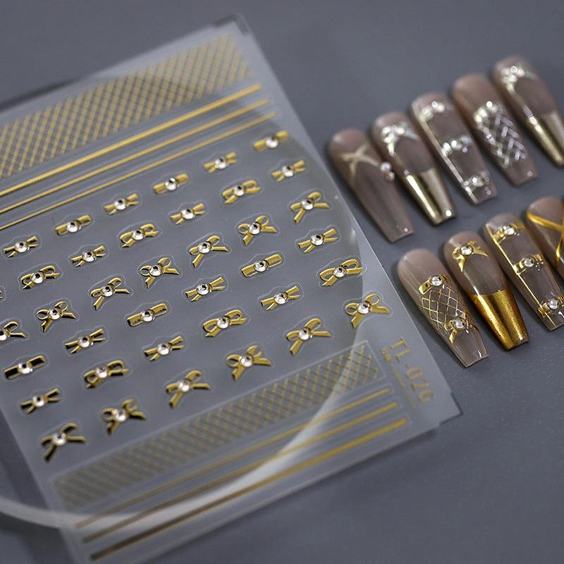 Tensor Nail Art Stickers Gold Silver Bows Sticker Decals - Nail MAD
