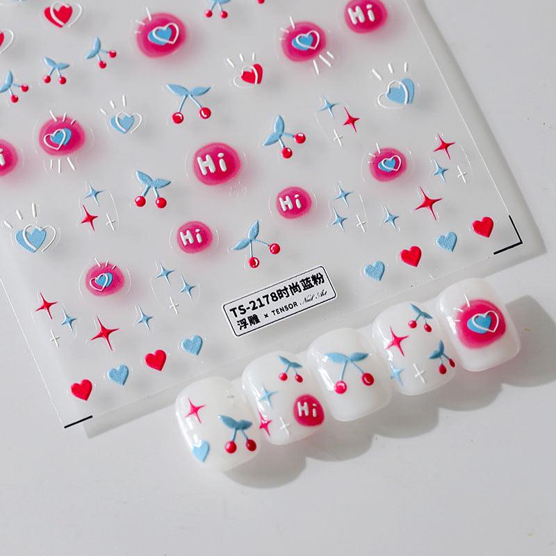 Tensor Nail Art Stickers Embossed Cherry Sticker Decals TS2177 - Nail MAD