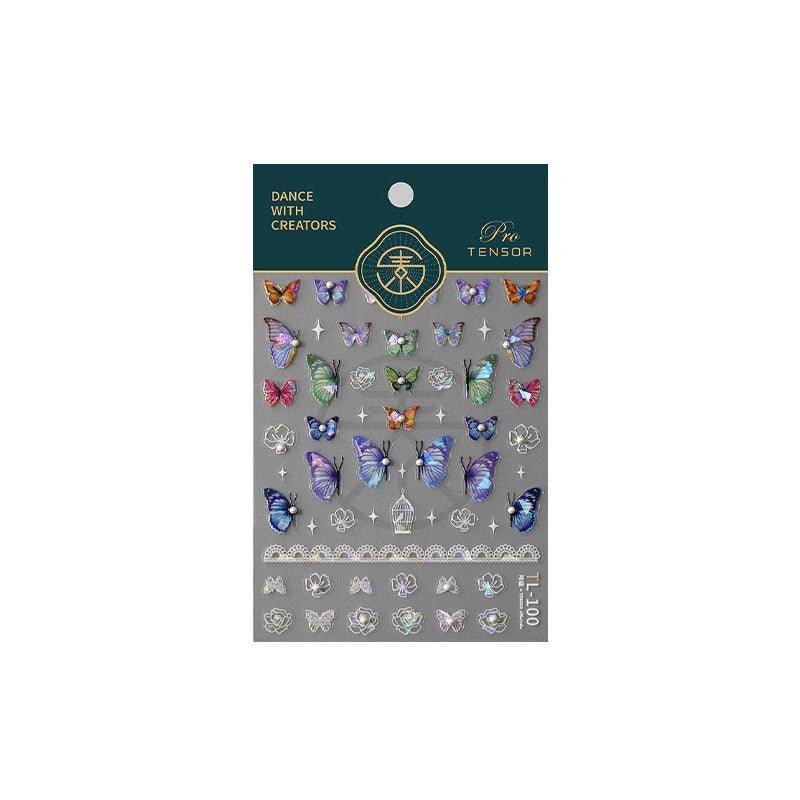 Blue Butterfly Nail Art Stickers Adhesive Slider Laser Butterfly Sticker Decals TL100 - Nail MAD