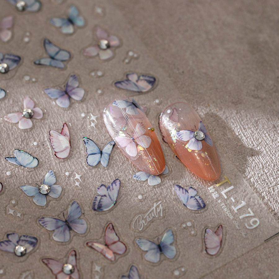 Aurora Shell Light Nail Art Stickers Adhesive Watercolor Butterfly Sticker Decals TL179 - Nail MAD