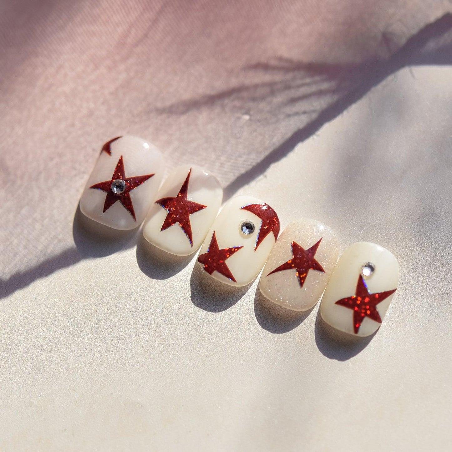 Shiny Star Nail Art Stickers Adhesive Embossed Red Star Sticker Decals to4840
