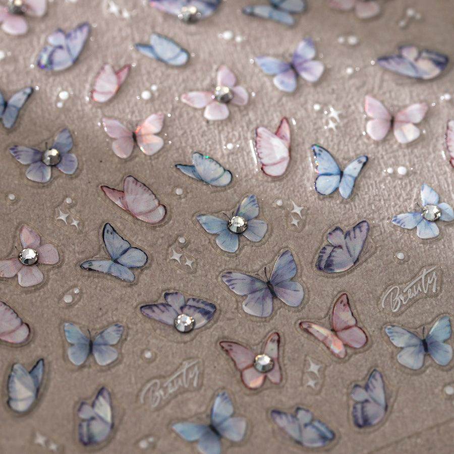 Aurora Shell Light Nail Art Stickers Adhesive Watercolor Butterfly Sticker Decals TL179 - Nail MAD