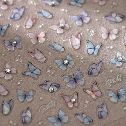 Aurora Shell Light Nail Art Stickers Adhesive Watercolor Butterfly Sticker Decals TL179 - Nail MAD
