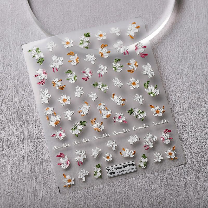 Tensor Nail Art Stickers Embossed Flowers Sticker Decals TS2560 - Nail MAD