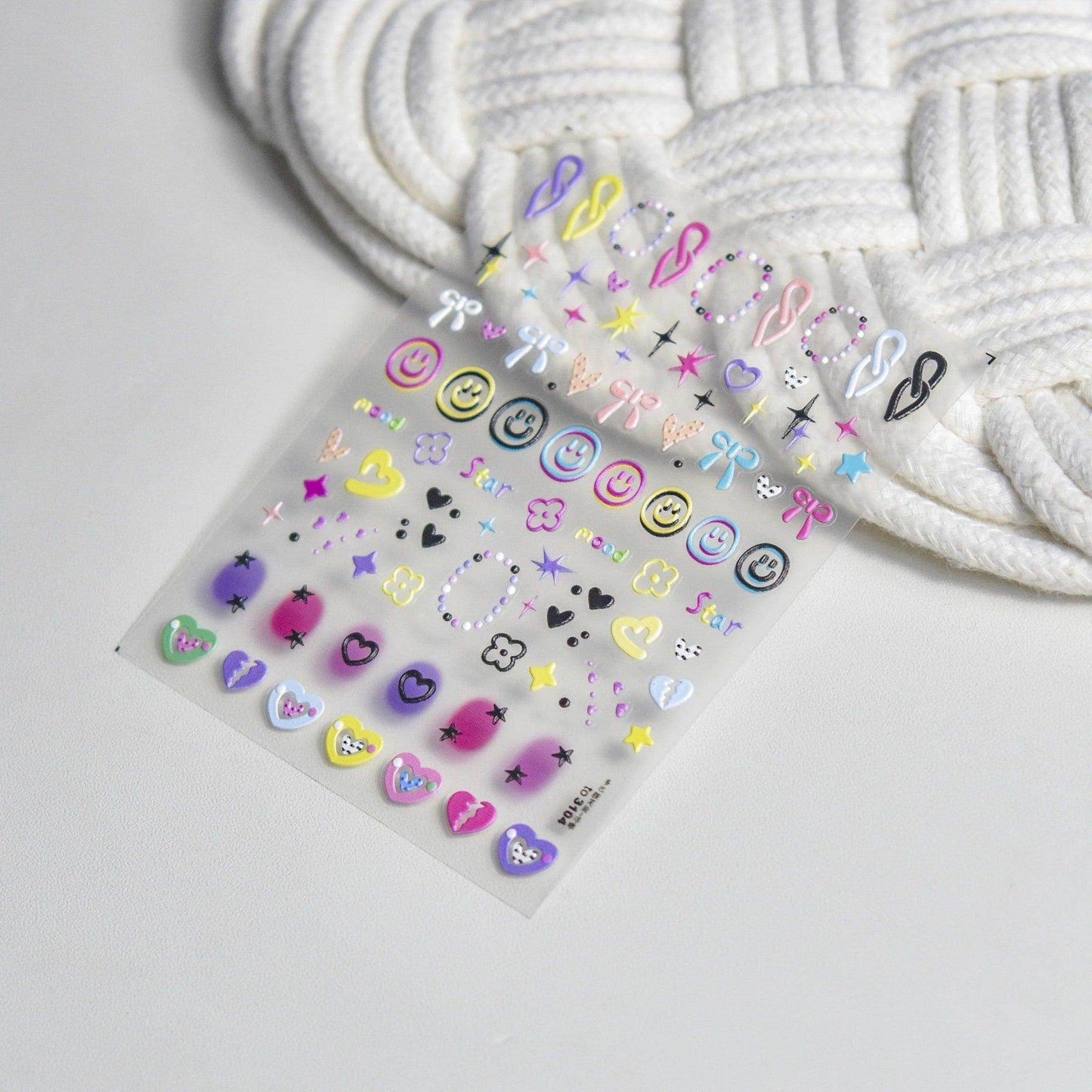 Cow Print Nail Art Stickers Adhesive Embossed Cute Bear Bunny Flower Sticker Decals to3054 - Nail MAD