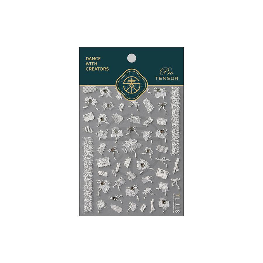 NailMAD Nail Art Stickers Adhesive Slider Embossed Bowknow Mesh Sticker Decals TL118 - Nail MAD