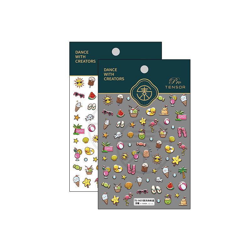 Tensor Nail Art Stickers Embossed Summer Beach Sticker Decals TS1451 - Nail MAD