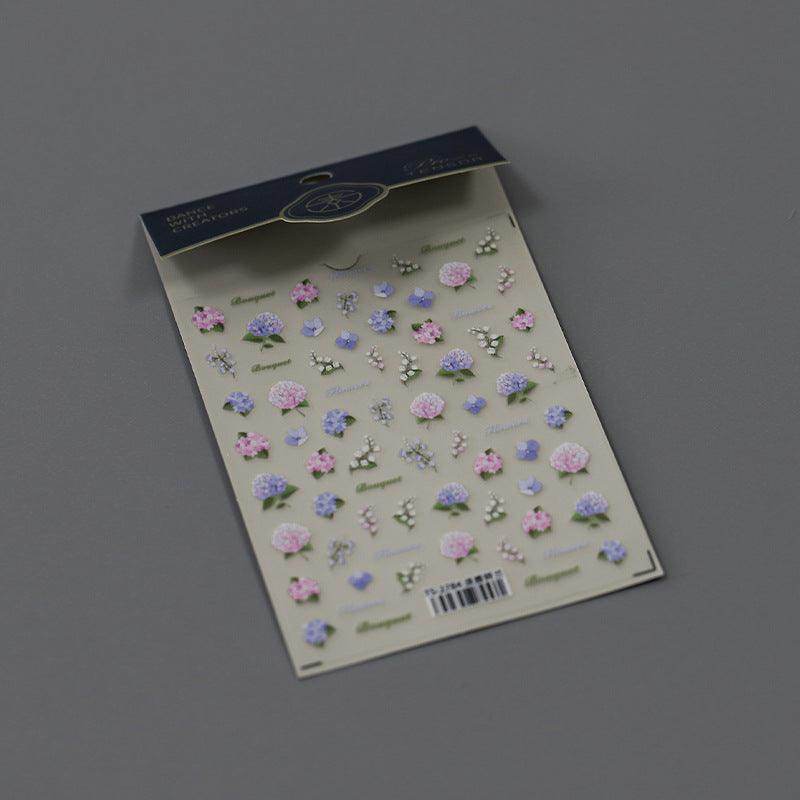 Hydrangeas Flower Nail Art Stickers Adhesive Slider Lily Of The Valley Flower Sticker Decals - Nail MAD
