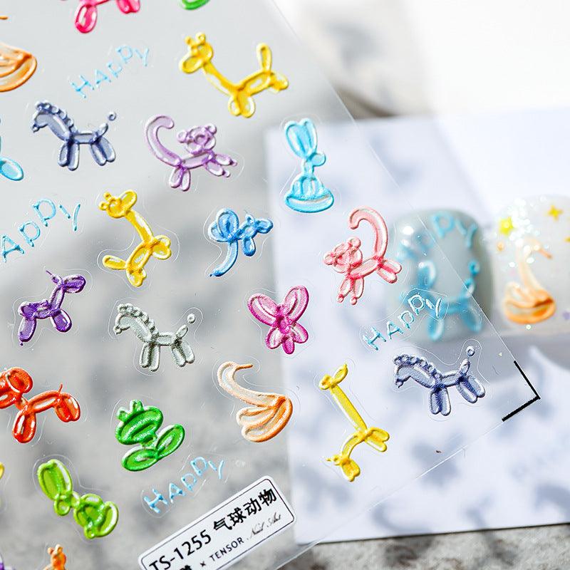 Tensor Nail Art Stickers Embossed Cute Animals Sticker Decals TS1255 - Nail MAD