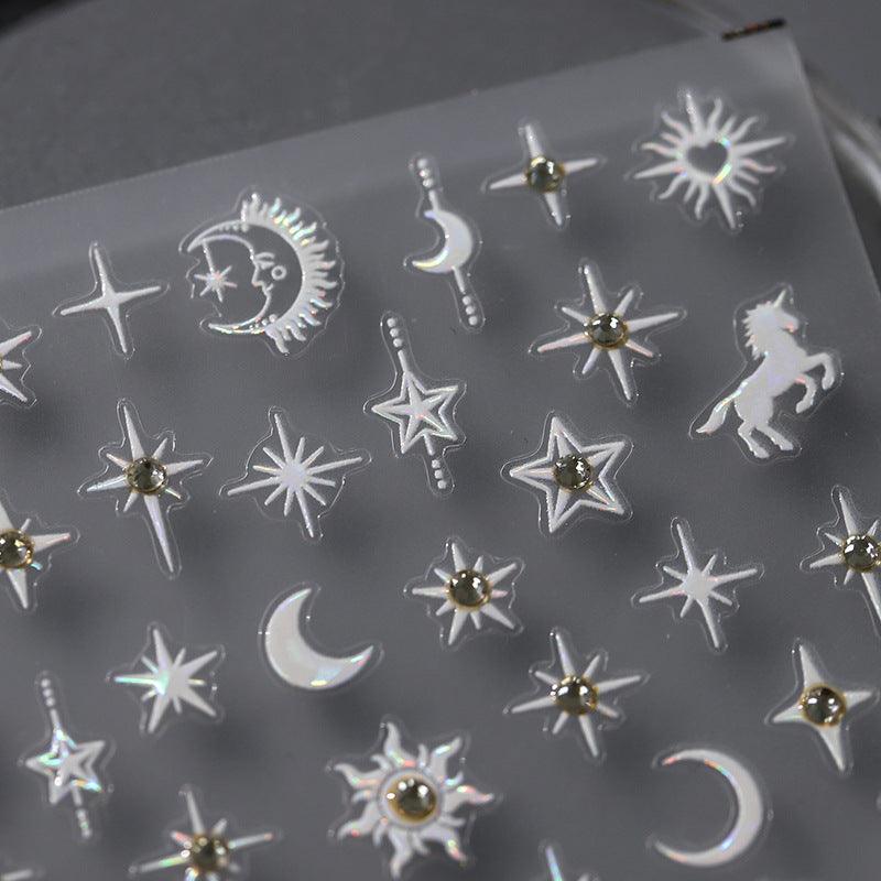 Tensor Nail Art Stickers Star Moon With Rhinestone Sticker Decals TL006 - Nail MAD