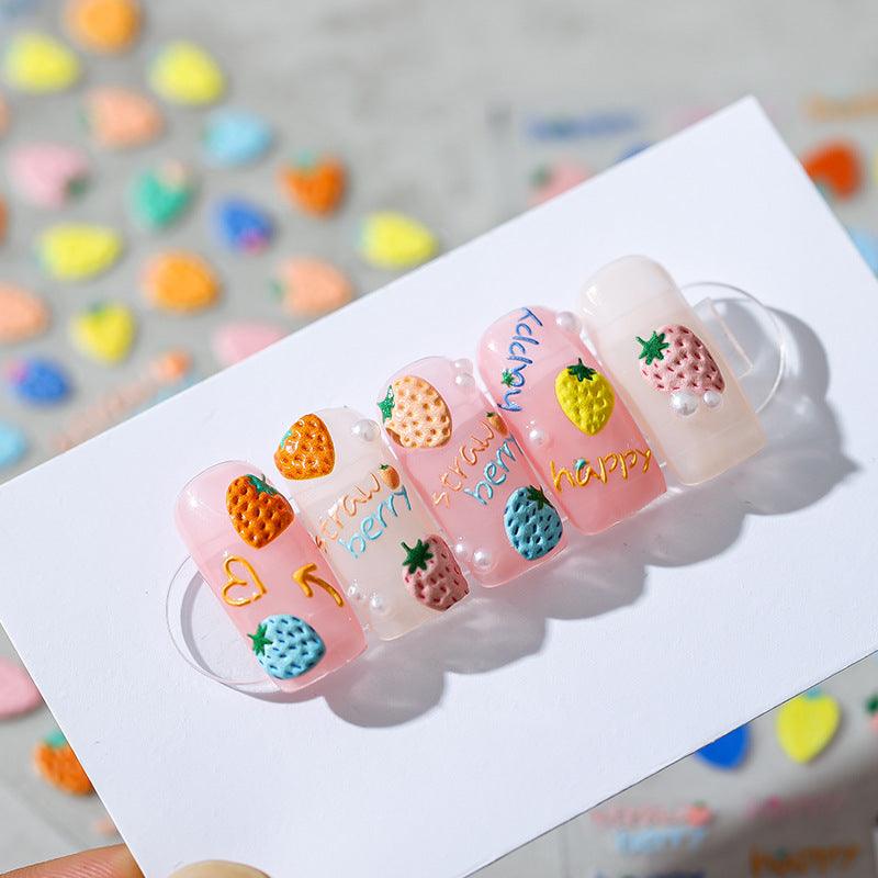 Tensor Nail Art Stickers Colorful Strawberry Sticker Decals - Nail MAD