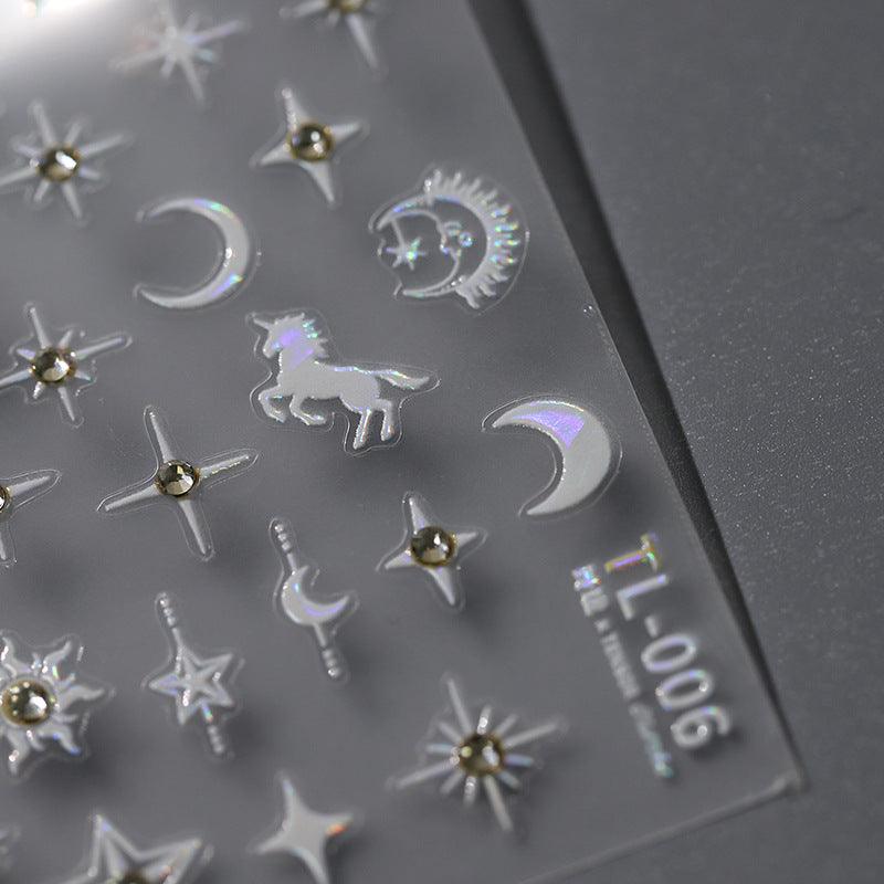 Tensor Nail Art Stickers Star Moon With Rhinestone Sticker Decals TL006 - Nail MAD