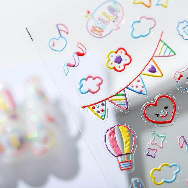 Nail Art Stickers Adhesive Slider Colorful Line Graffiti Embossed Sticker Decals TS1553 - Nail MAD
