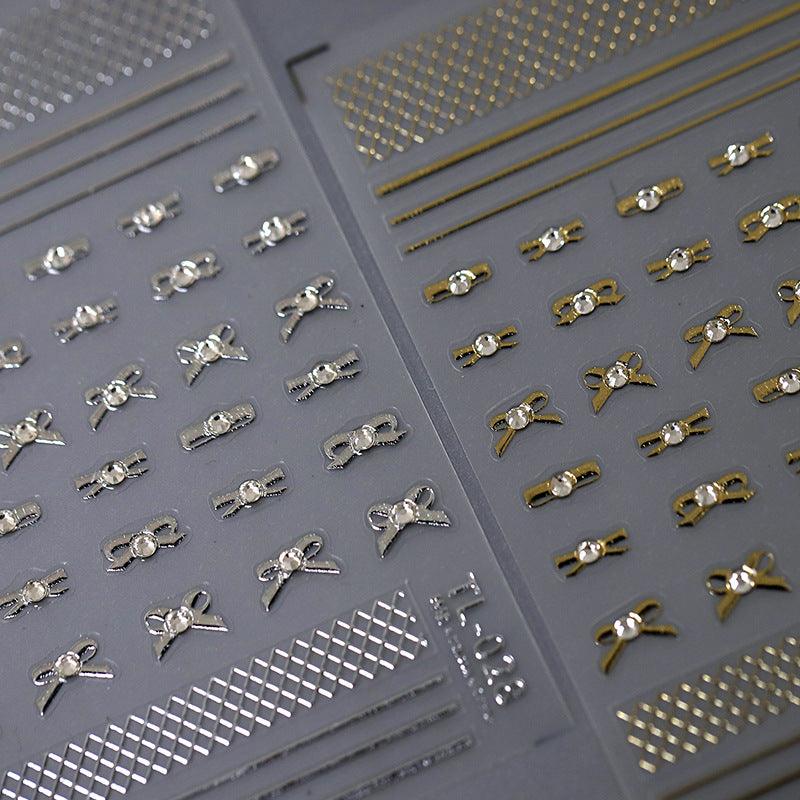 Tensor Nail Art Stickers Gold Silver Bows Sticker Decals - Nail MAD