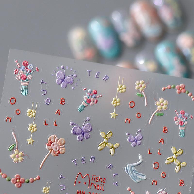 Tensor Nail Art Stickers Floral Embossed Sticker Decals - Nail MAD