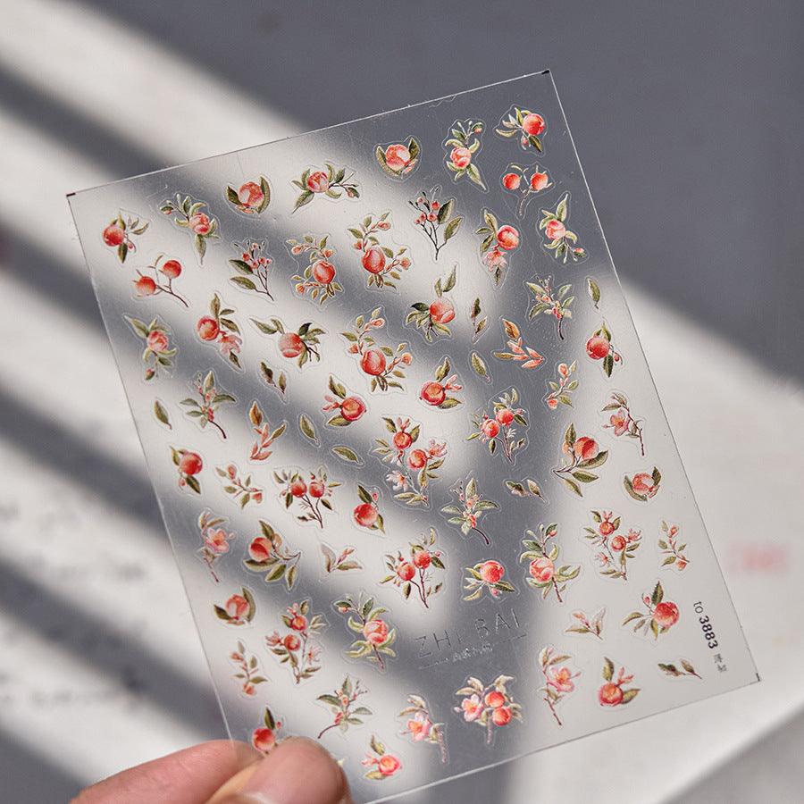 Fruit Nail Art Stickers Adhesive Peach Leaf Sticker Decals to3881