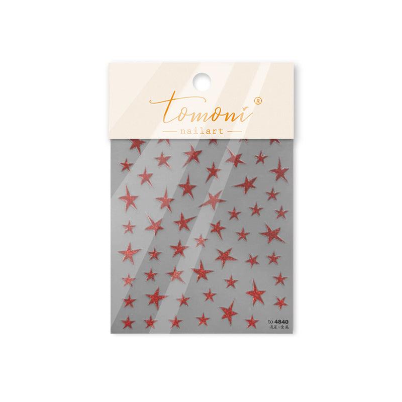 Shiny Star Nail Art Stickers Adhesive Embossed Red Star Sticker Decals to4840