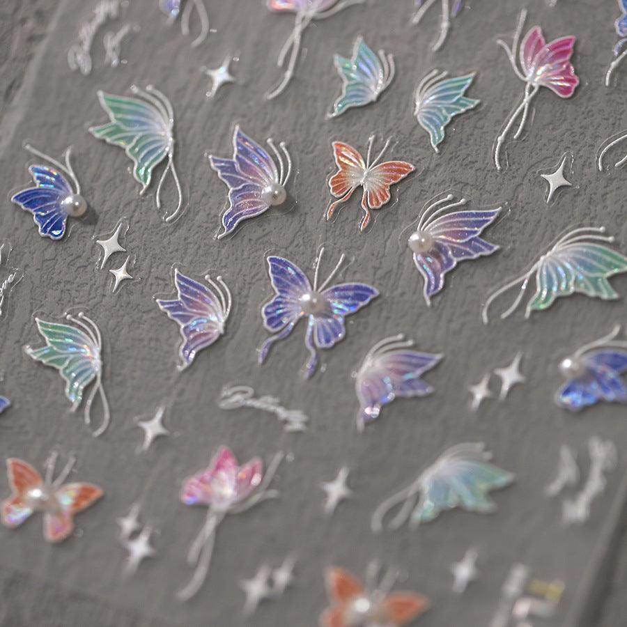 Nail Art Stickers Adhesive Slider Colorful Butterfly Embossed Sticker Decals TL141 - Nail MAD