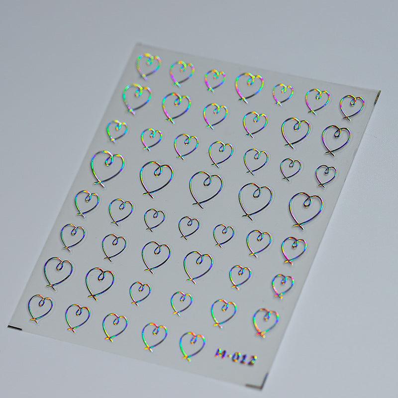 Tensor Nail Art Stickers Metal Colors Love Heart Sticker Decals - Nail MAD