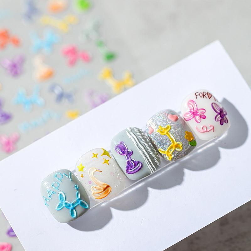 Tensor Nail Art Stickers Embossed Cute Animals Sticker Decals TS1255 - Nail MAD
