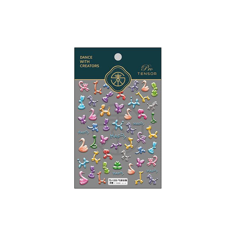 Tensor Nail Art Stickers Embossed Cute Animals Sticker Decals TS1255 - Nail MAD