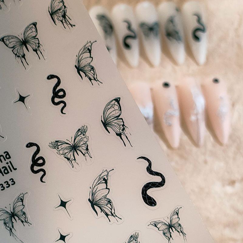 NailMAD Nail Art Stickers Adhesive Slider Butterfly Snake Sticker Decals - Nail MAD