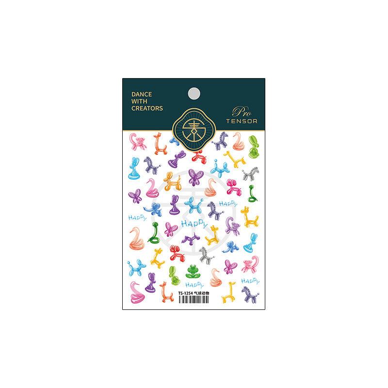 Tensor Nail Art Stickers Embossed Cute Animals Sticker Decals TS1255 - Nail MAD