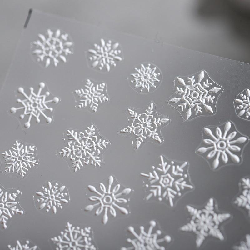 Tensor Nail Art Stickers White Snowflake Sticker Decals - Nail MAD