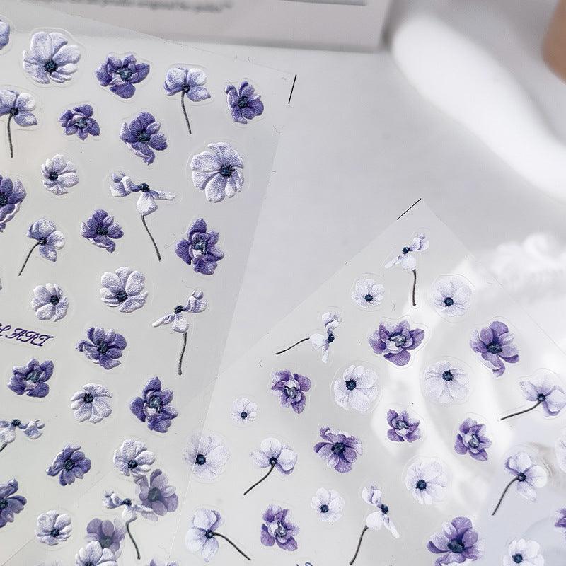 Tensor Nail Art Stickers Violet Flower Embossed Sticker Decals - Nail MAD